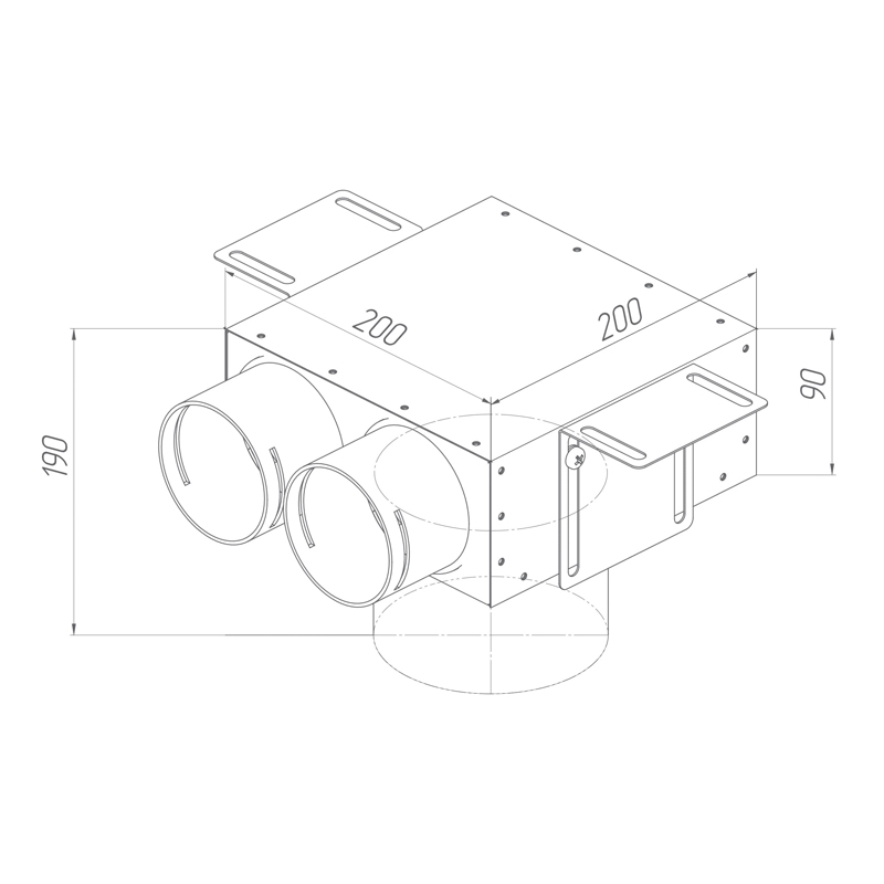 Provent VPS 125/75×2 пленум потолочный круглый на 2 выхода